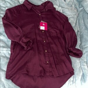 SO Rich Burgundy Button-Up Shirt